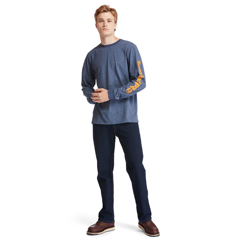 Tricouri Timberland Barbati Bleumarin - Pro® Big & Tall Base Plate Long-Sleeve Wicking - Romania - O